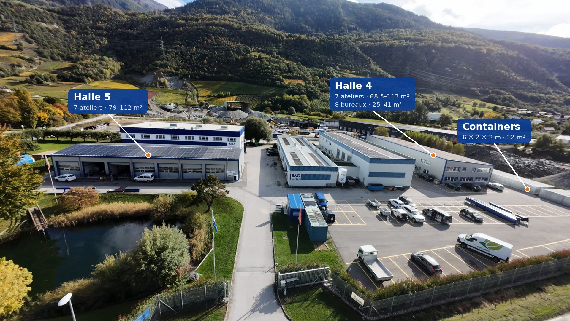 R&D Office à Granges – halles 4 et 5, containers R&D Office à Granges – halles 4 et 5, containers